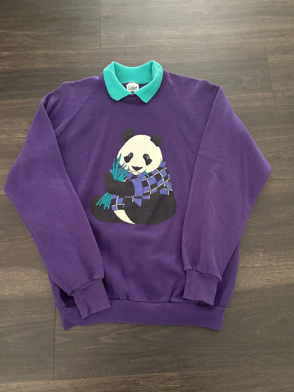 Vintage Y2K Gopher Sport Purple Panda Grandma Crewneck Size XL